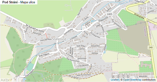 Pod Strání - mapa ulice