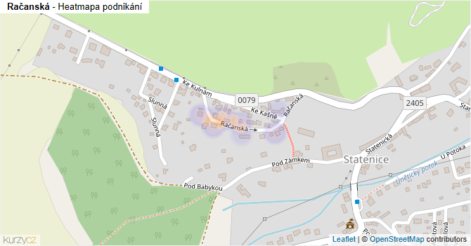 Račanská - mapa podnikání