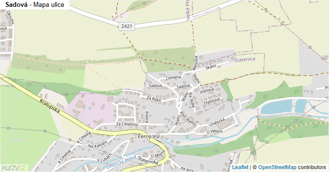 Sadová - mapa ulice