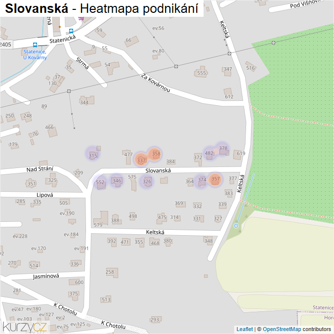 Mapa Slovanská - Firmy v ulici.