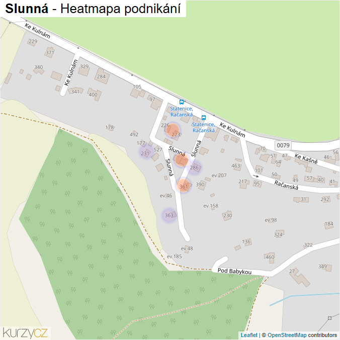 Mapa Slunná - Firmy v ulici.