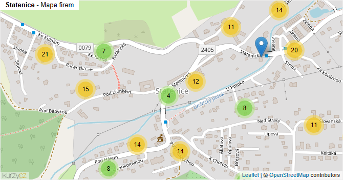 Statenice - mapa firem