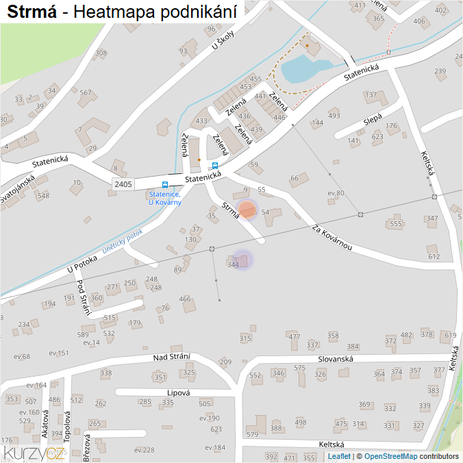 Mapa Strmá - Firmy v ulici.