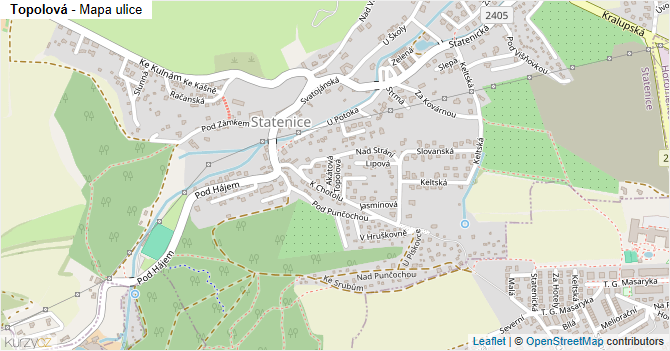 Topolová - mapa ulice