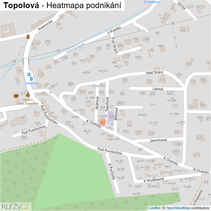 Mapa Topolová - Firmy v ulici.