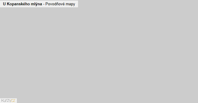 U Kopanského mlýna - záplavové mapy stoleté vody