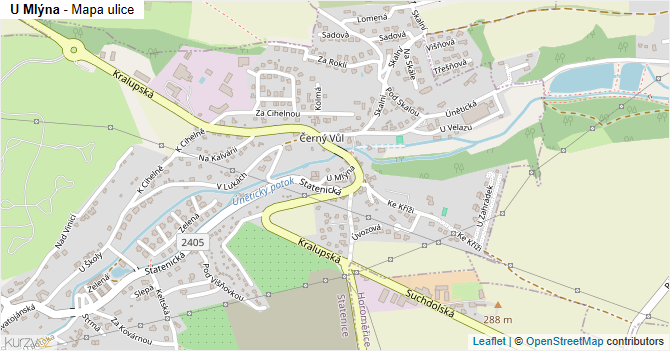 U Mlýna - mapa ulice