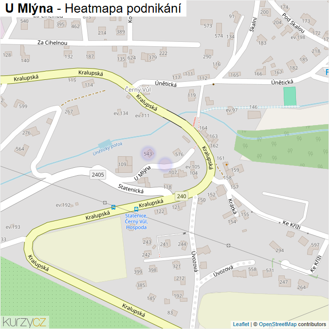 Mapa U Mlýna - Firmy v ulici.