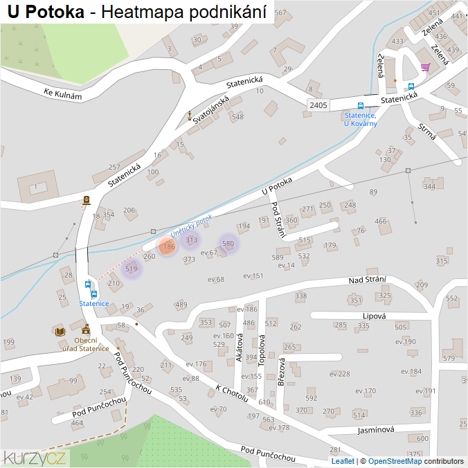 Mapa U Potoka - Firmy v ulici.
