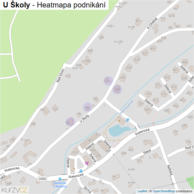 Mapa U Školy - Firmy v ulici.