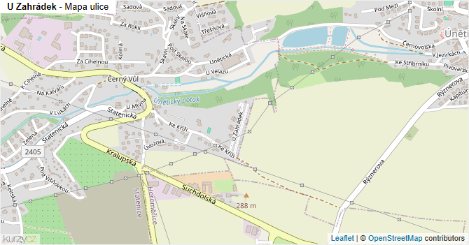 U Zahrádek - mapa ulice