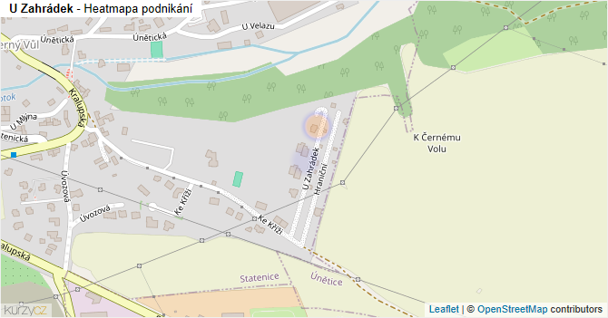 U Zahrádek - mapa podnikání