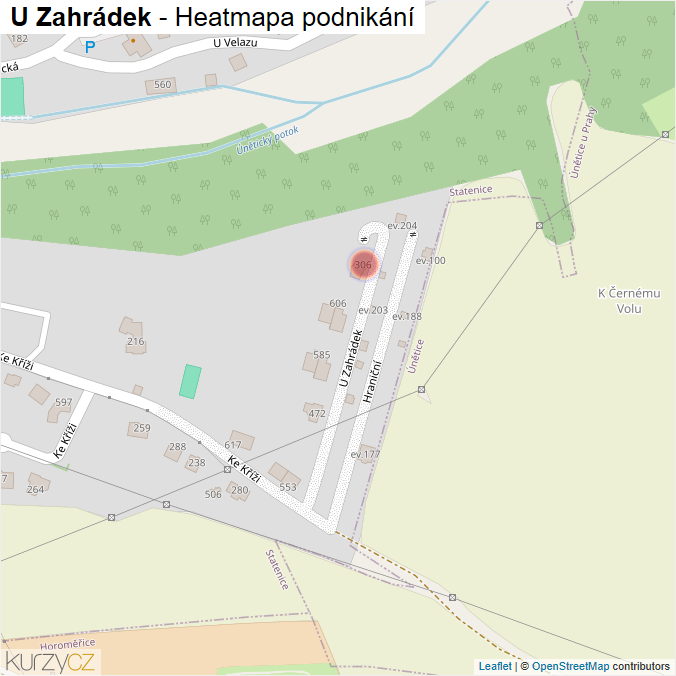 Mapa U Zahrádek - Firmy v ulici.