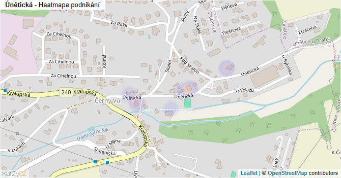 Únětická - mapa podnikání