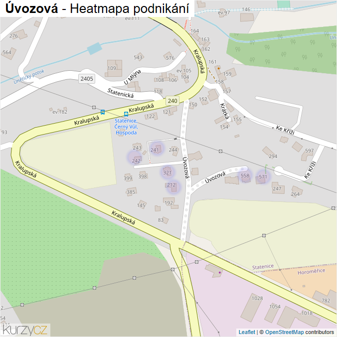 Mapa Úvozová - Firmy v ulici.