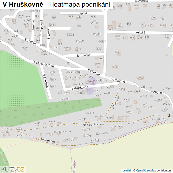 Mapa V Hruškovně - Firmy v ulici.