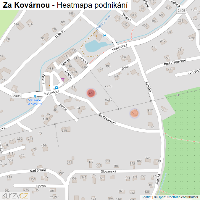 Mapa Za Kovárnou - Firmy v ulici.