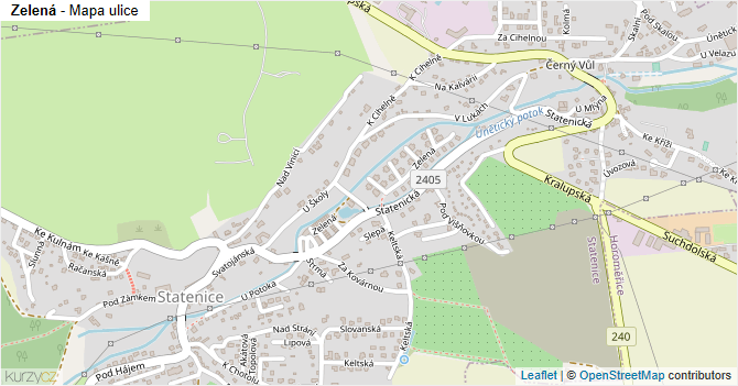 Zelená - mapa ulice