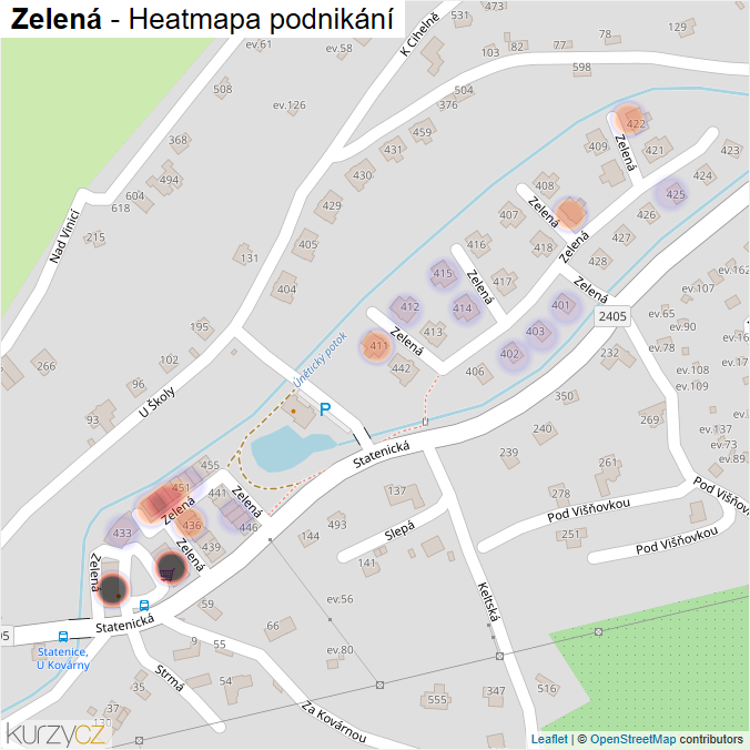Mapa Zelená - Firmy v ulici.