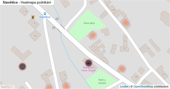 Stavěšice - mapa podnikání