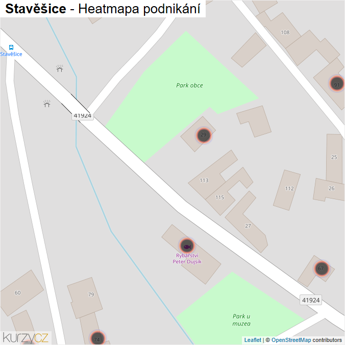 Mapa Stavěšice - Firmy v obci.