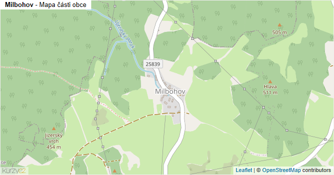 Milbohov - mapa části obce
