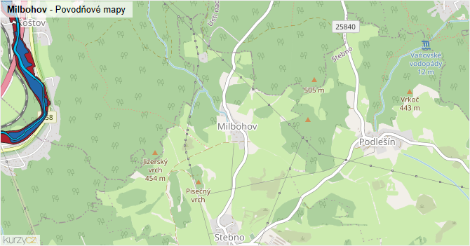 Milbohov - záplavové mapy stoleté vody
