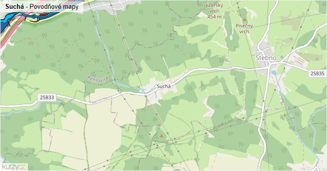 Suchá - záplavové mapy stoleté vody