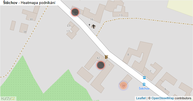 Štěchov - mapa podnikání