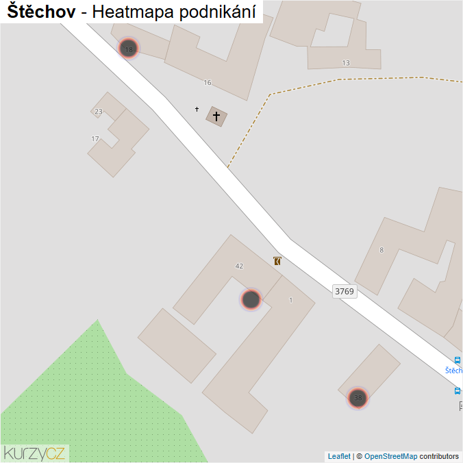 Mapa Štěchov - Firmy v obci.