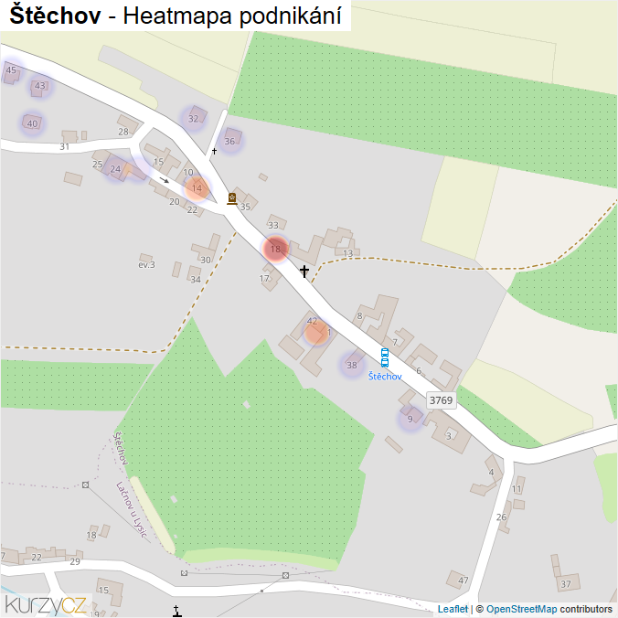 Mapa Štěchov - Firmy v části obce.