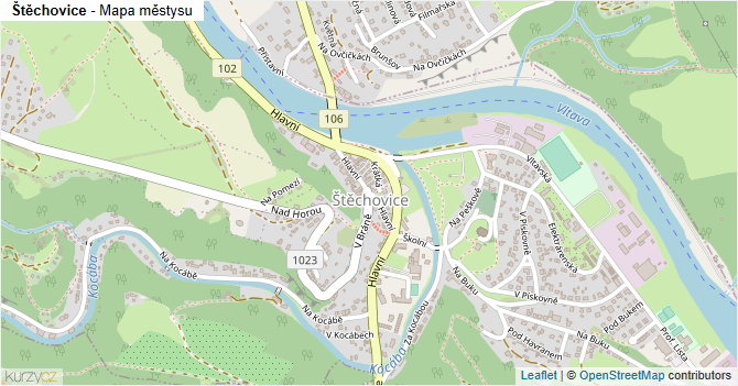 Štěchovice - mapa městysu