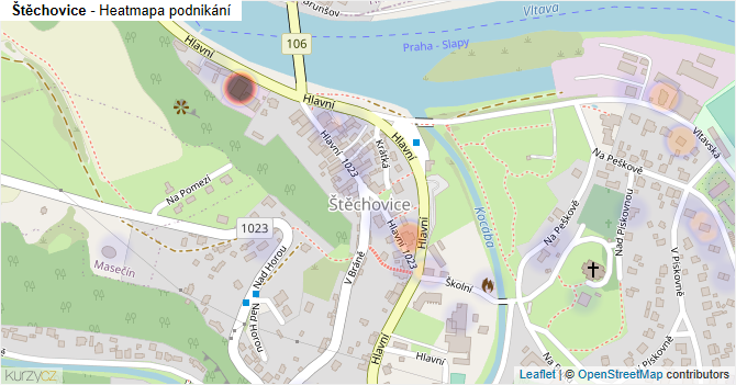 Štěchovice - mapa podnikání