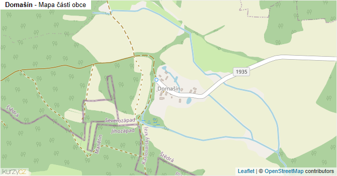 Domašín - mapa části obce