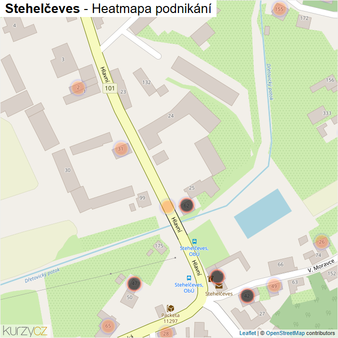 Mapa Stehelčeves - Firmy v obci.