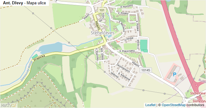 Ant. Dřevy - mapa ulice