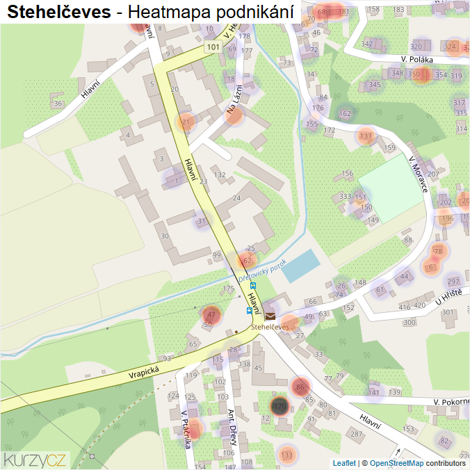 Mapa Stehelčeves - Firmy v části obce.