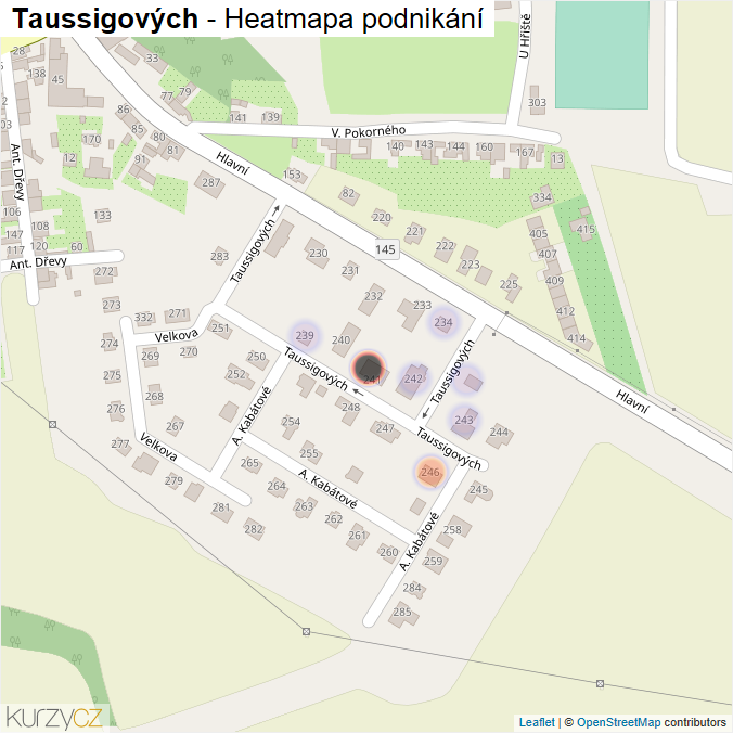 Mapa Taussigových - Firmy v ulici.