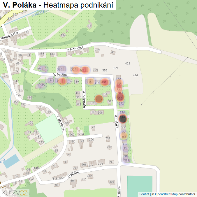 Mapa V. Poláka - Firmy v ulici.