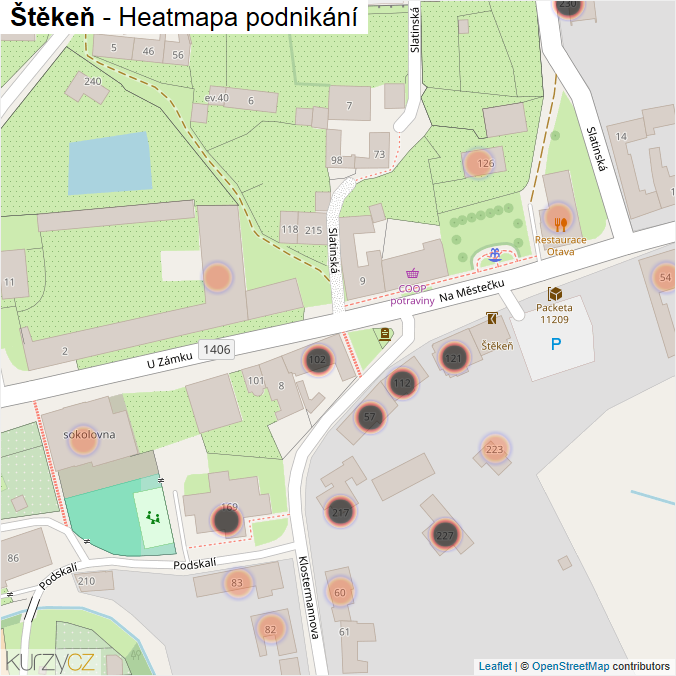 Mapa Štěkeň - Firmy v obci.