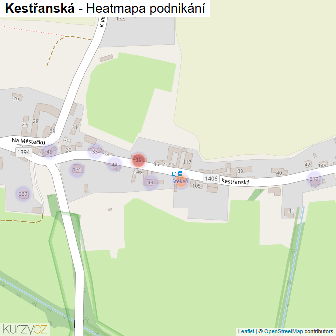 Mapa Kestřanská - Firmy v ulici.
