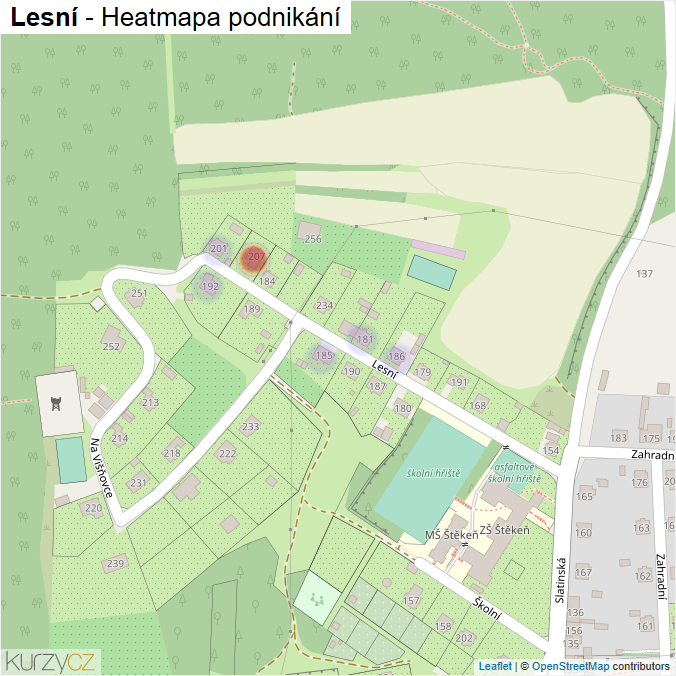 Mapa Lesní - Firmy v ulici.