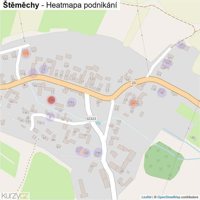 Mapa Štěměchy - Firmy v části obce.