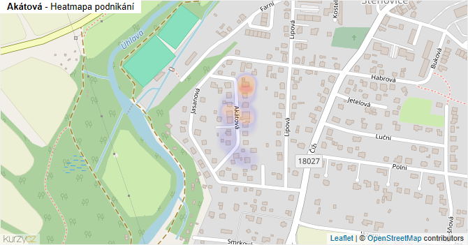 Akátová - mapa podnikání