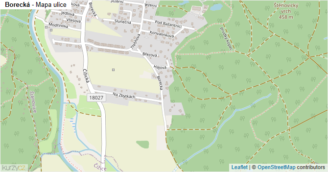 Borecká - mapa ulice