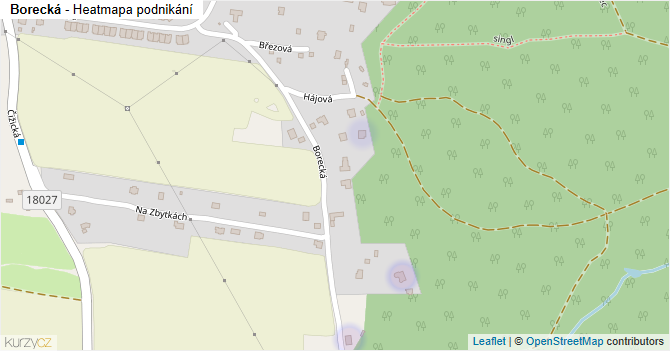 Borecká - mapa podnikání