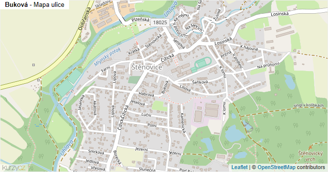 Buková - mapa ulice