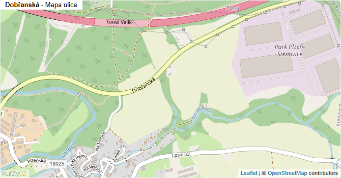 Dobřanská - mapa ulice