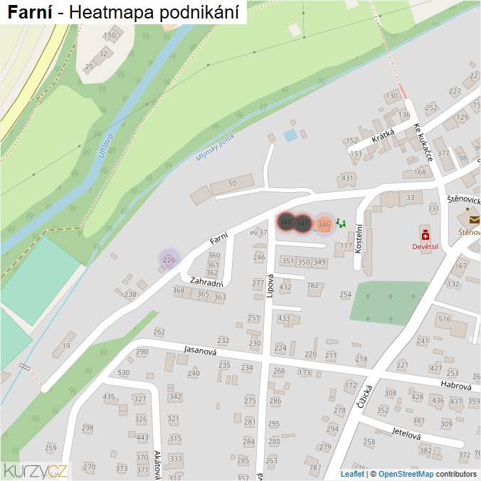Mapa Farní - Firmy v ulici.