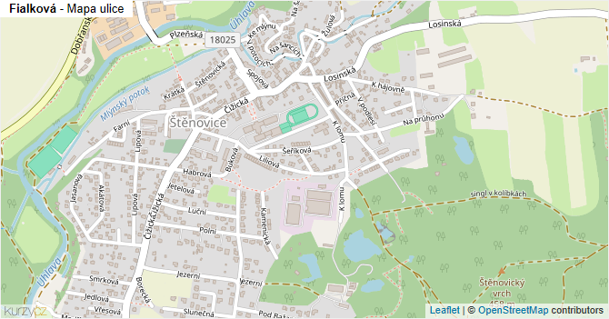Fialková - mapa ulice